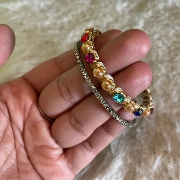 Colorful Gemstone and Rhinestone Bracelets - Picture 2 of 5